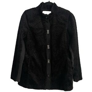 Carol Anderson by Invitation Jacket Stand Collar Faux Fur Turn Lock Close Size S